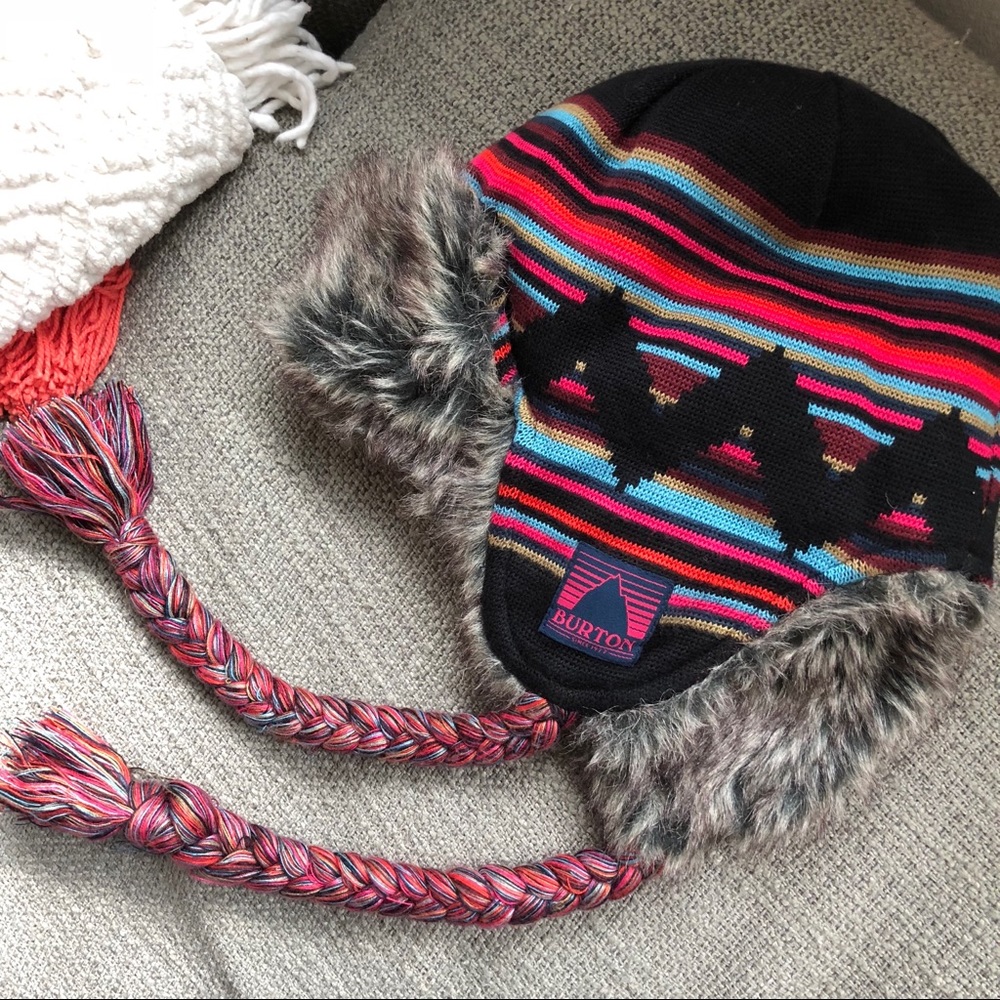 Sold Burton winter hat trapper style fur hot pink - Picture 1 of 4